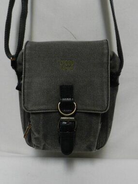 Troop London Canvas crossbody messenger bag Unisex Men Women gray outside pocket